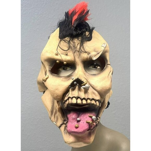 VTG IEW Full-Face Latex Punk Rock Zombie HALLOWEEN MASK Mohawk Undead Scary READ - Picture 1 of 7